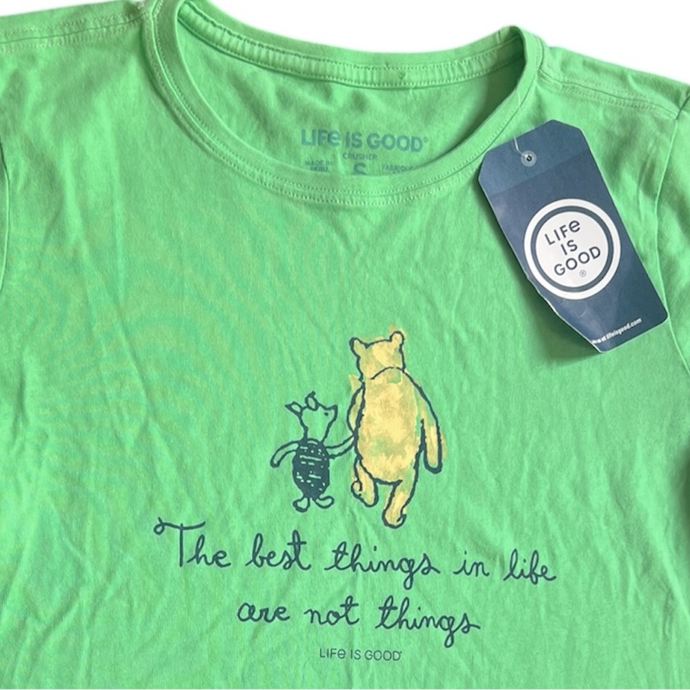 NWT Life Is Good Women's Winnie & Piglet Best Things Short Sleeve Tee